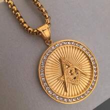 1Pc New Retro Fashion Design Freemason Pendant Necklace, Personal Personalized Street Charm Exquisite Jewelry Accessories