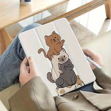 [Cute Cat Tablet Holder] Anti-Slip Adjustable Tablet Holder, Cute Cat Stackable Folding Kickstand With Pen Slot| Soft Protective Case For IPad Air 4th/5th (10.9"), IPad 7/8/9th (10.2"), IPad 5th/6th/Air 1/2 (9.7"), IPad Air 3rd (10.5"), IPad Pro (11"), IPad 10th Gen - iPadPro 11 2018/2022/2021/2022 - 查看 5