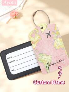 Ayotu Customized Airplane Map Pattern Luggage Tag (Can Be Customized With Name And Text), Travel Cruise Luggage Label, Backpack, Handbag And Schoolbag Label, Personalized Card Holder, Business ID Travel Tag, Essential For Group Travel, Activities And Company Trips, Creative Valentine's Day, Birthday And Holiday Gift - Multicolor - View 8