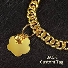 Collar de gato con diamantes, collar cubano con purpurina, metal para caminar con hebilla segura, collar de gato y mascota con eslabones de pata, accesorios de joyería con campana de identificación para gatos pequeños (dorado, 10 pulgadas) - dorado - Ver 4