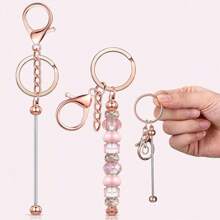 6pcs Rose Gold Beaded Keychain/Metal Pendant/DIY Craft Jewelry/Holiday Gift - Rose Gold - View 7