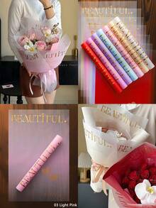 10 Stücke/Packung Wasserfestes Gold Folie Liebesbrief Blumen Geschenkpapier, für Blumengeschäft, Valentinstag