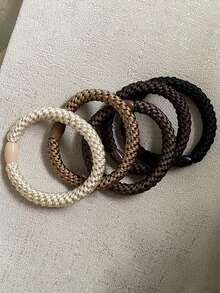 5pcs/Set Twisted Hair Tie Elastic Hair Tie Colorful Knitted Rubber Bands Women Hair Accessories, Hair Tie ,Hair Accessories, Ponytail Holders, Hair Elastics, Hair Bobbles ,Hair Rope Hair Ties Head Accessories - Multicolor - View 22