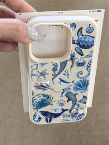 1 件简约海洋元素图案防水防摔防滑软手机壳保护套适用于苹果和手机 - 彩色 - 查看 3