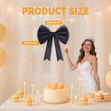 20 Inch Oversized Black Bow Backdrop - Coquette Elegance Wall Decor For Weddings, Bachelorette & Birthday Parties, Luxury Photo Booth Background, Bridal Shower & Graduation Celebration Decorations - Black - View 3