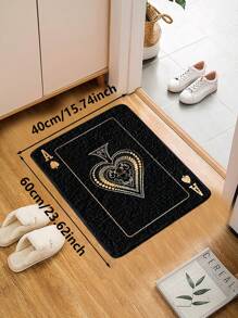 1pc Luxurious Spade A Poker Design Area Rug, Made Of Non-Slip Polyester Faux Wool Material, Large Size Carpet For Living Room, Bedroom, Office, Outdoor, Hallway, Garden, Kitchen, Bathroom, Suitable For All Seasons