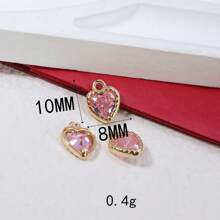1 pieza/4 piezas/6 piezas Colgante con borde en forma de corazón y circonita, Colgante con dije colorido para pulsera DIY, collar, decoración de joyería