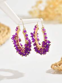 1 Pair Bohemian Style Party Earrings, Elegant Geometric Colorful Crystal Design Suitable For Various Banquets, Parties, Gatherings And Formal Dress Accessories