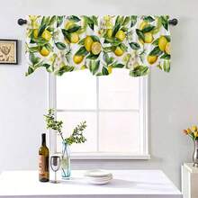 1pc Summer Lemon Theme Home Valance, 54x18in, Watercolor Yellow Lemon Fruit And Green Leaf Decorative Pattern, Modern Art Style, Suitable For Bedroom, Living Room Kitchen, Cafe And Other Holiday Curtain Valance Decoration Supplies - Multicolor - View 2