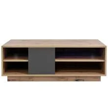 Wooden Living Room Table / Original Wooden-Style Coffee Table / Living Room Tables / LED Lighting (With Remote Control) To Enhance The Ambience / Two-Tone Design, Stylish And Durable / Suitable For Living Rooms, Bedrooms, And Reception Areas - 棕色 - 查看 6