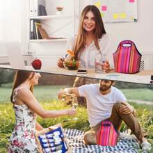 Avkoohum 氯丁橡胶午餐袋，厚实的隔热午餐袋 - 耐用防水午餐手提袋，带拉链，适合户外旅行工作便携式便当袋户外野餐袋隔热冷藏午餐袋，带午餐袋手提袋妈咪包 - 彩色 - 查看 5