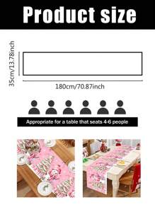 1 pieza Mantel de poliéster rosa de 35 * 180 cm / 13.78 * 70.87 pulgadas, mantel decorativo de muñeco de nieve, decoración de mesa navideña, decoración de mesa para fiesta de Navidad, textil de atmósfera cálida de invierno