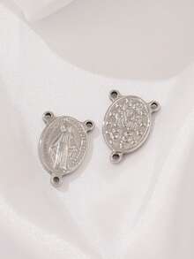 5 件不锈钢宗教吊坠圣母玛利亚饰品耶稣基督教护身符吊坠适用于 DIY 珠宝制作配件