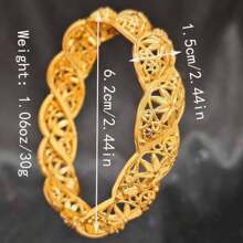 1pc Middle Eastern Style Open Bracelet, Elegant Women Jewelry Accessory, Luxury Bridal Open Bangle Bracelet