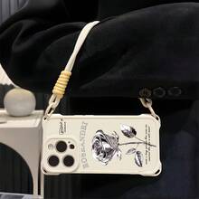 Funda para teléfono móvil 16 Pro Plus Nueva funda para móvil compatible con phone 15, phone 16 Pro Max con cordón, phone 14 Pro Max con apertura en las cuatro esquinas, phone 13 Pro con protección completa, phone 12 anticaídas y phone 16 Plus (para mujer). - Blanco - Ver 2