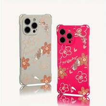Funda para teléfono con diseño de flor naranja, funda colgante para teléfono con cuatro esquinas, 16 Plus, 14, 15 Pro, 13, 12, TPU, 1 unidad - Colores mixtos 2 - Ver 2