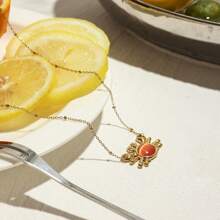 Uworld Metal Red Crab Pendant Necklace Stainless Steel Women Charm Ocean Wind Beach Jewelry 18k Gold PVD Stylish