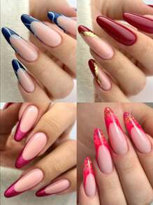 140pcs/Box Gel Nail Tips Kit, Pre-Formed False Nails For Gel Polishing, Soak-Off Easy Nail Extension Acrylic Fake Nail Tips, Crystal Nail Mold Without Paper Form For Quick Uv/Led Extension, Dual-Ended Nail Extension Tool Press On Nails Nail Supplies