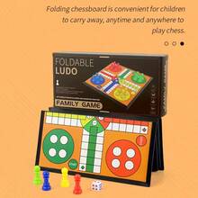 Mini Wooden Board Game Folding Board International Flying Chess 1-4 Players Family Dice Games Set Snakes And Ladders Checkers Puzzle Board Games Board - Mixing Colors - View 7