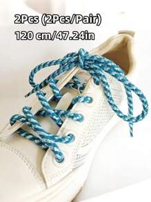 2 件金属编织鞋带，涤纶编织圆形鞋带，彩色双色黑白红黄蓝