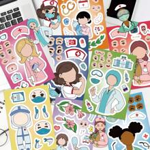 8 Sheets Funny Doctor Nurse Stickers Make Your Own Character Face Puzzle Toy Party Game Medical Decals For Laptops And Water Bottles Nurse Accessories For Work Back To School Student Rewards Supply