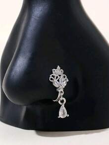 1 chiếc khuyên mũi giả cho nữ, màu bạc, hình chữ U, dạng kẹp, không cần xỏ lỗ, trang sức khuyên mũi giả. - Bạc - Xem 5