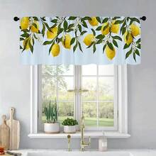 1pc Summer Lemon Theme Home Valance, 54x18in, Watercolor Yellow Lemon Fruit And Green Leaf Decorative Pattern, Modern Art Style, Suitable For Bedroom, Living Room Kitchen, Cafe And Other Holiday Curtain Valance Decoration Supplies - Multicolor - View 10