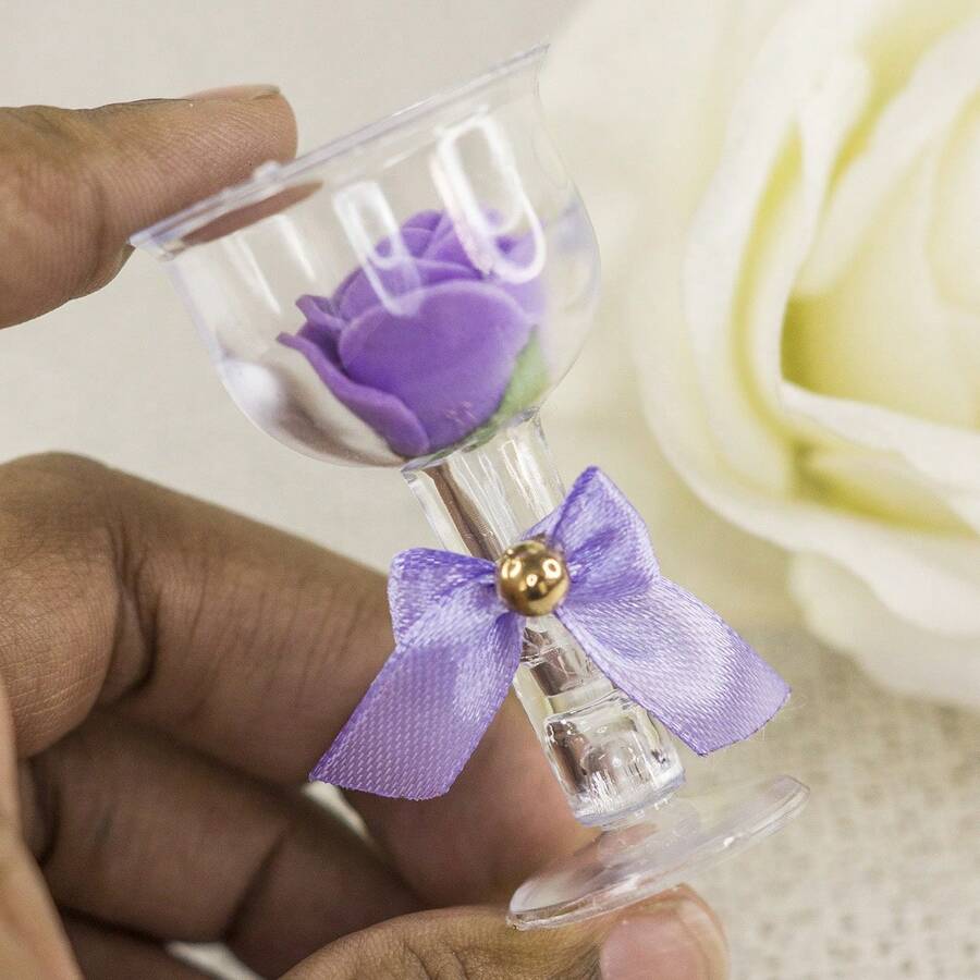 Souvenirs Chalice / Cup With FLOWER 15 Years, Wedding, Anniversary Celebration Church Or Couples Meeting - 25 Units - 紫丁香花 - 查看 1