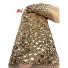 Latest Gold African Tulle Lace Fabric 2025 High Quality Sequins Embroidery French Nigerian Lace Fabrics For Wedding Dress Sewing