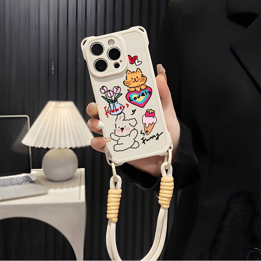 Funda para teléfono móvil 1PC Kitten16promax, nueva, con protección en las cuatro esquinas, compatible con 15, 2025, 14plus, silicona suave, serie 12/13pm, modelo femenino, alta gama - Blanco - Ver 1