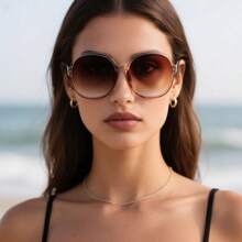 1 pieza Gafas de moda clásicas redondas, vintage con forma ovalada simple y minimalista, personalizadas con forma redonda para mujer