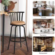 ARREDAMENTI Juego 2 Taburetes Bar Industriales Metal Vintage, Asiento Giratorio 360 Grados, Altura 95 CM