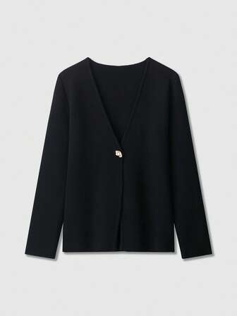 Casual Versatile Simple Solid Color Knitted Cardigan