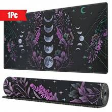 BHJLAXR Mystic Moon Phases & Floral Design Large Mouse Pad - Non-Slip, Stitched Edge Desk Mat For Gaming And Office Use, 31.4x15.7 Inches