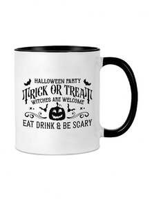 1 Peça Caneca de Café de 11 Onças com Desenho Animado de Halloween, Reutilizável e Durável, Presente Perfeito para Crianças e Adultos, Ótimo para Guloseimas de Halloween e Pausas para Café