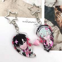2 pièces Porte-clés acrylique avec figurine dessin animé de hip-hop anime pour l'école