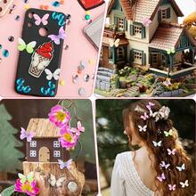 涤纶多色双层蝴蝶贴花、刺绣补丁、婚礼装饰、女士时尚配饰、适用于 DIY 发夹、婚纱、手机壳、墙壁、家居、衣服装饰、派对、婚礼、音乐节、度假、生日礼物、珠宝装饰