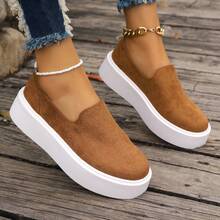 Giày lười đế tròn đế dày thời trang giản dị mới 2024 dành cho nữ, giày bệt đế mềm thời trang - màu nâu - Xem 2