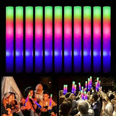 Foam Glow Sticks Party Packs, 90 PCS LED Light Up Foam Sticks With 3 Modes, Light Up Wands Neon Toys Glow In The Dark Party Supplies For Birthday, Wedding, Christmas, Halloween, Raves, Concert
