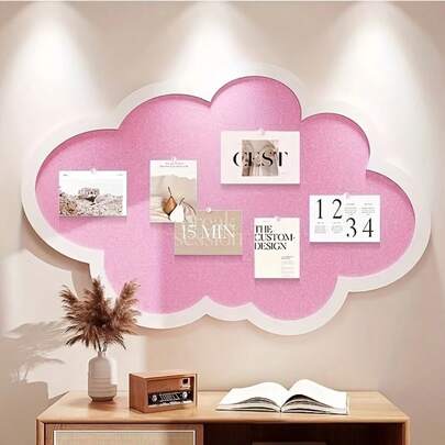 Bảng thông báo hình đám mây màu hồng - Trang trí tường bằng nỉ polyester với thiết kế chú thỏ đáng yêu, tin nhắn hình bầu dục & trưng bày ảnh cho trang trí phòng ngủ hoặc phòng khách sáng tạo, Bảng thông báo hiện đại | Bảng thông báo mềm, Áp phích tường cho phòng ngủ