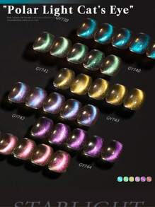 6PCS 2025 New Fruit Sea Water Blue-Green Fine Magnetic Powder Cat Eye Gel Nail Polish 12ml, Spring And Summer Ice Transparent Magnetic Nail Art Set, Includes Base Coat And Top Coat, Requires UV Lamp, Holographic Transparent Colors For Work/Commute/Dating, Hot-Selling 6-Color Set, Salon-Grade 28-Day Durability, Internet Celebrity Nail Design.