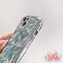 Funda para teléfono (1 unidad) con textura oceánica. Funda para teléfono de diseño exclusivo, compatible con los modelos 16, 15, 14 Pro, 13, 12, 11 y XS Plus. - Plateado - Ver 4