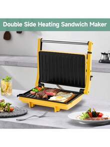 SUSTEAS Panini Press Grill - Sandwich Maker With Non-Stick Cooking Plate, Electric Indoor Grill That Opens 180 Degrees 304Stainless Steel - US A Type Plug(110-127V) - View 8