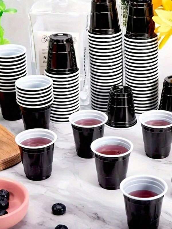 100pcs Plastic Shot Glasses, Versatile 2oz Plastic Mini Shot Cups, 2oz Disposable Mini Shot Glasses, Party Disposable Cocktail Cups, Beverage Cups, Sampling Cups, Easy To Clean Reusable Small Cups For Liquor, Cocktails, Juices, And Sauces, Suitable For Any Gathering, Party Games, Party Photos, Holidays, Parties, Halloween Or Christmas Parties