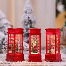 LED Illuminated Christmas Telephone Booth Ornament, Resin Indoor Snowman Christmas Tree Decor, Christmas Party Decoration, Xmas Lighting Up Toys And Gifts,Christmas - Multicolor - View 6