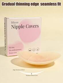 女士纯色透气乳贴、隐形无缝乳贴、防水防汗防滑粘性胸罩、露背胸罩贴纸、可重复使用可清洗胸罩配件，适用于婚纱、睡衣、工作服、泳装、连衣裙、比基尼、露背装、运动胸罩 - 彩色 - 查看 7