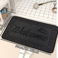1pc Black "Welcome" Slogan Pattern Doormat - Machine Washable, Durable Polyester Material Suitable For All Seasons, Ideal For Entryway, Kitchen, Bedroom - Perfect Housewarming Gift And Everyday Home Decor, Welcome Mat For Front Door, Bathroom, Kitchen - Multicolor - View 13