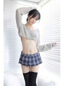 Women Sexy Skirt Super Mini Pleated Plaid Role Play Schoolgirls Short Skirt Lingerie Sexy