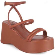 Somileve Platform Sandal With Straps For Women, Comfortable, Buckle Closure - Camel - View 1