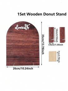 1 套 26*35 厘米拱形木纹风格木制甜甜圈支架、甜点架、派对甜甜圈蛋糕架板甜甜圈墙甜甜圈展示板、婚礼生日婴儿送礼会周年纪念仪式派对餐厅餐桌装饰、朋友聚会厨房 DIY 烘焙甜点展示架、婚礼派对装饰用品、婚礼装饰、夏季假日婚礼新娘送礼会宴会桌中心装饰品、派对用品 - 木紋拱門 - 查看 9